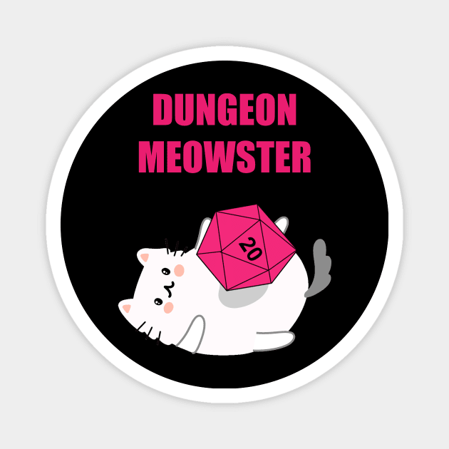 Dungeon Meowster Funny Nerdy Gamer Cat D20 RPG Magnet by Flipodesigner